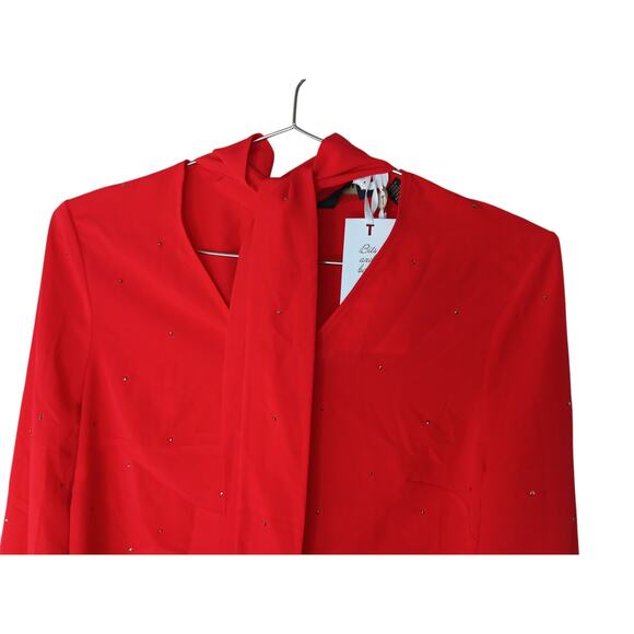 New Ted Baker Red Sparkle Rhinestone Holiday Blouse Size 0 (US XS) $225 - Picture 5 of 16